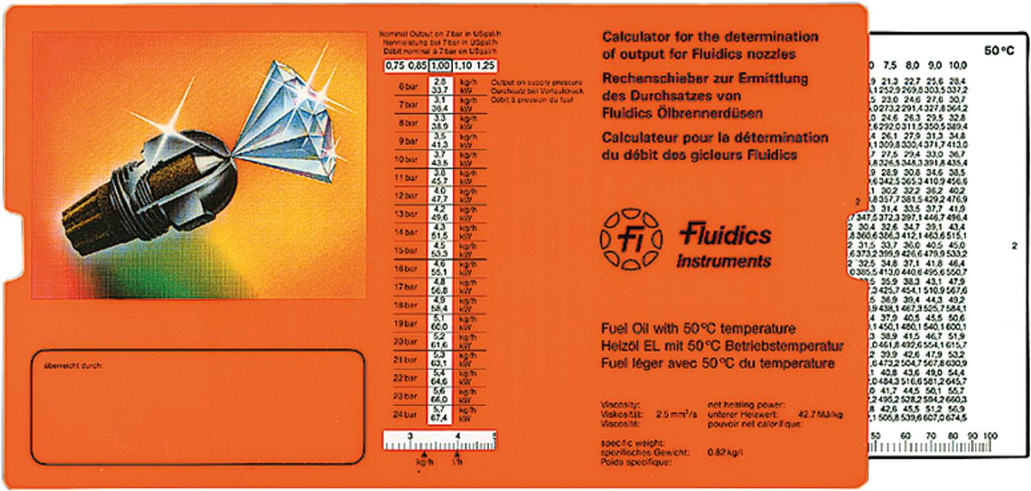 Datenschieber fi für Ölbrennerdüsen