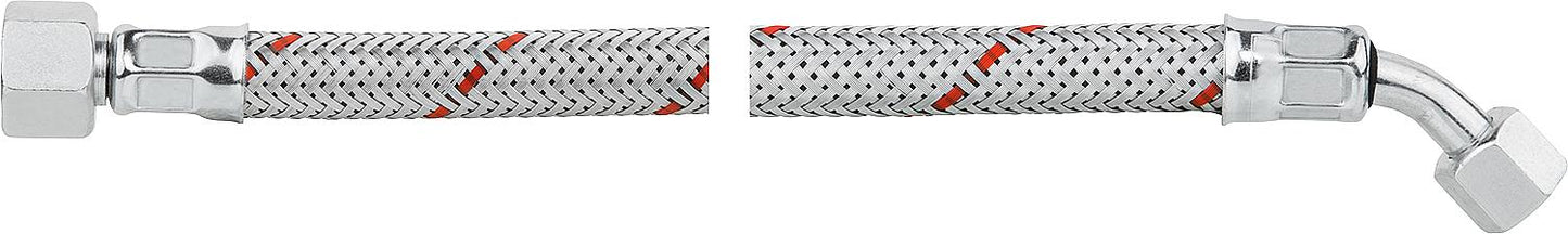 Oil hose with 3/8" union nut on one side, and pipe bend SR 8 LL R 750 lg on the other. Weishaupt WL 2, WL 3, Viessmann