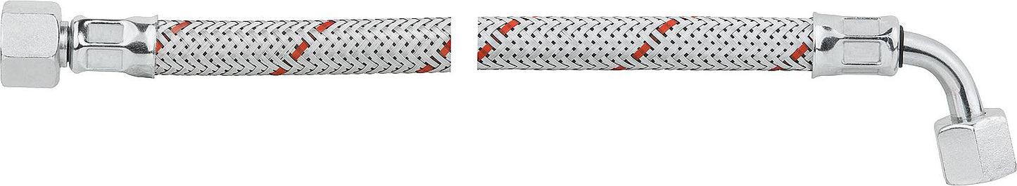 Oil hose with 3/8" union nut on one side, and SR 8 LR 750 lg pipe bend on the other, for Oechsler, Cuenod, Brötje.