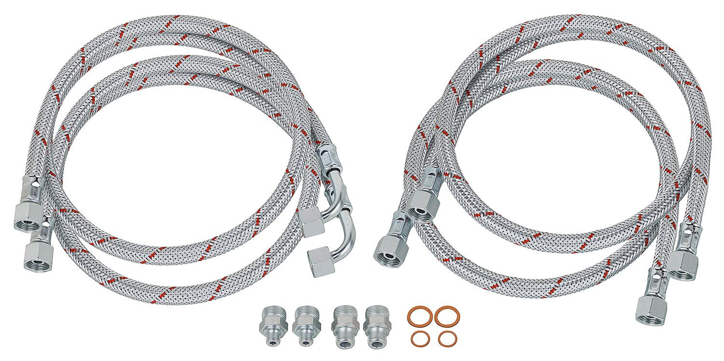 Oil burner hose set including connection nipples/sealing rings