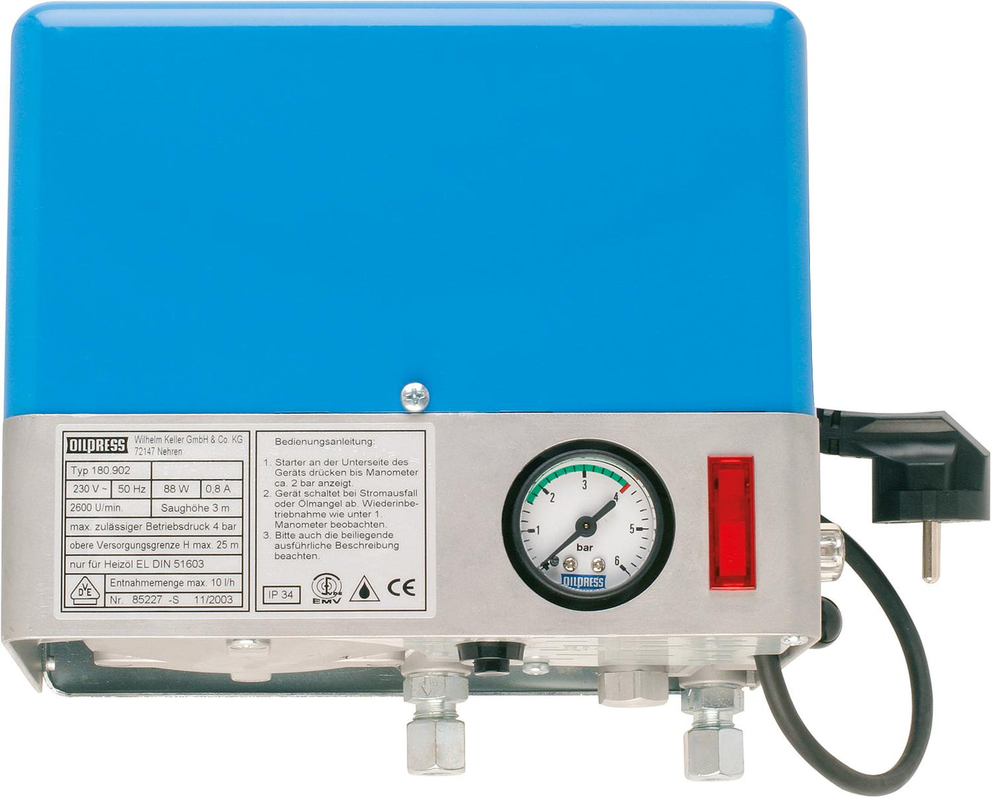 Oil pressure accumulator unit Oilpress type 180 without return