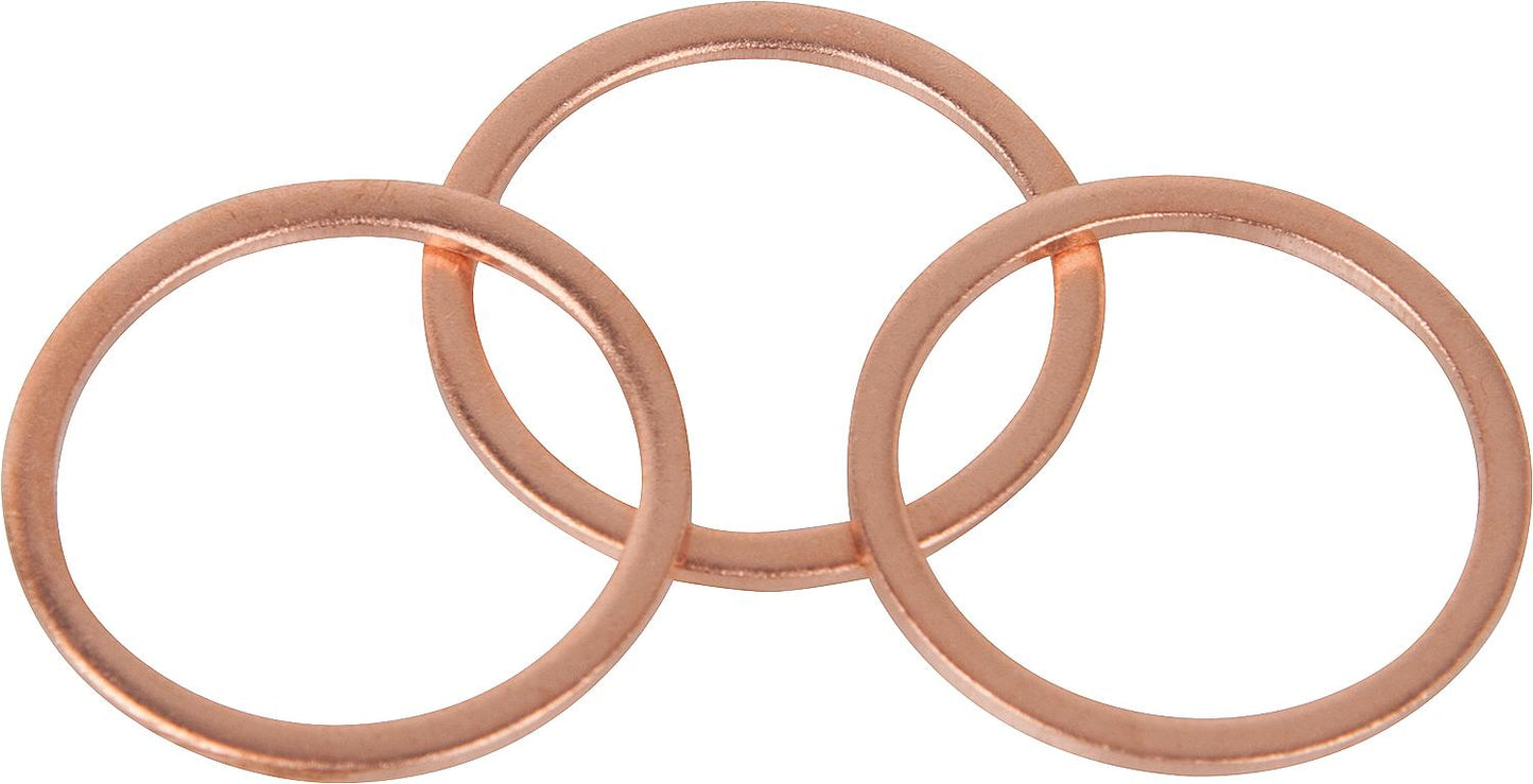 Copper sealing rings, inch-sized 1/8", 14 x 10 x 1.5 mm thick