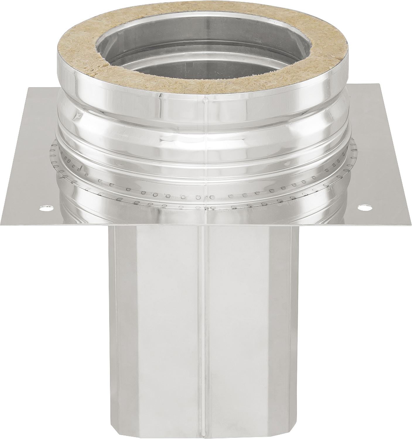 Exhaust system, double-walled, shaft extension (120x120)x200 mm, plate 280x280 mm to DN 130