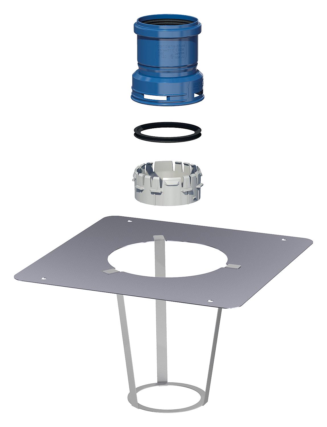 CondensBlue chimney shaft cover, stainless steel, flexible DN60 + flexible/rigid adapter