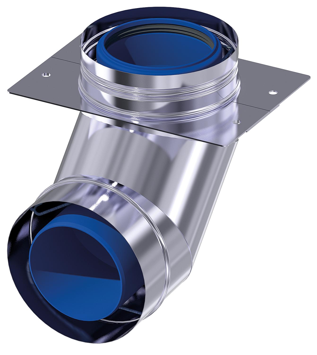 Système d'échappement en plastique PP/acier inoxydable bleu condensé
Raccordement mural extérieur VA coudé à 87° sans prise d'air