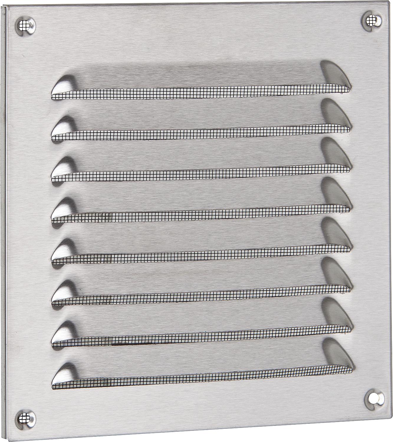 Grille de protection contre les intempéries en acier inoxydable avec moustiquaire, vis et chevilles 150x150 mm