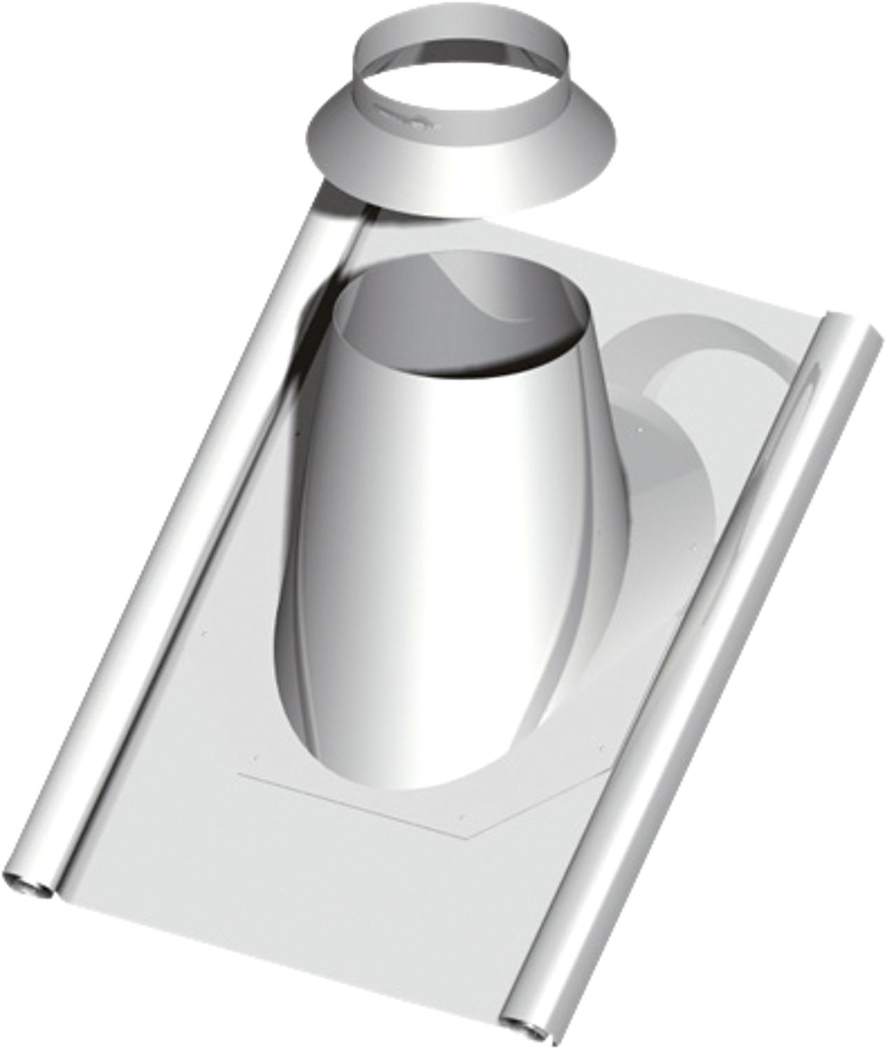 Plastic exhaust system for roof penetration with lead 0-15°, including rain collar - DN 080/125