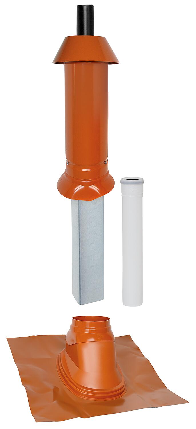 Skobifix XXs outlet package for pitched roofs 35° - 55°, DN 80/125 black, 1.0m