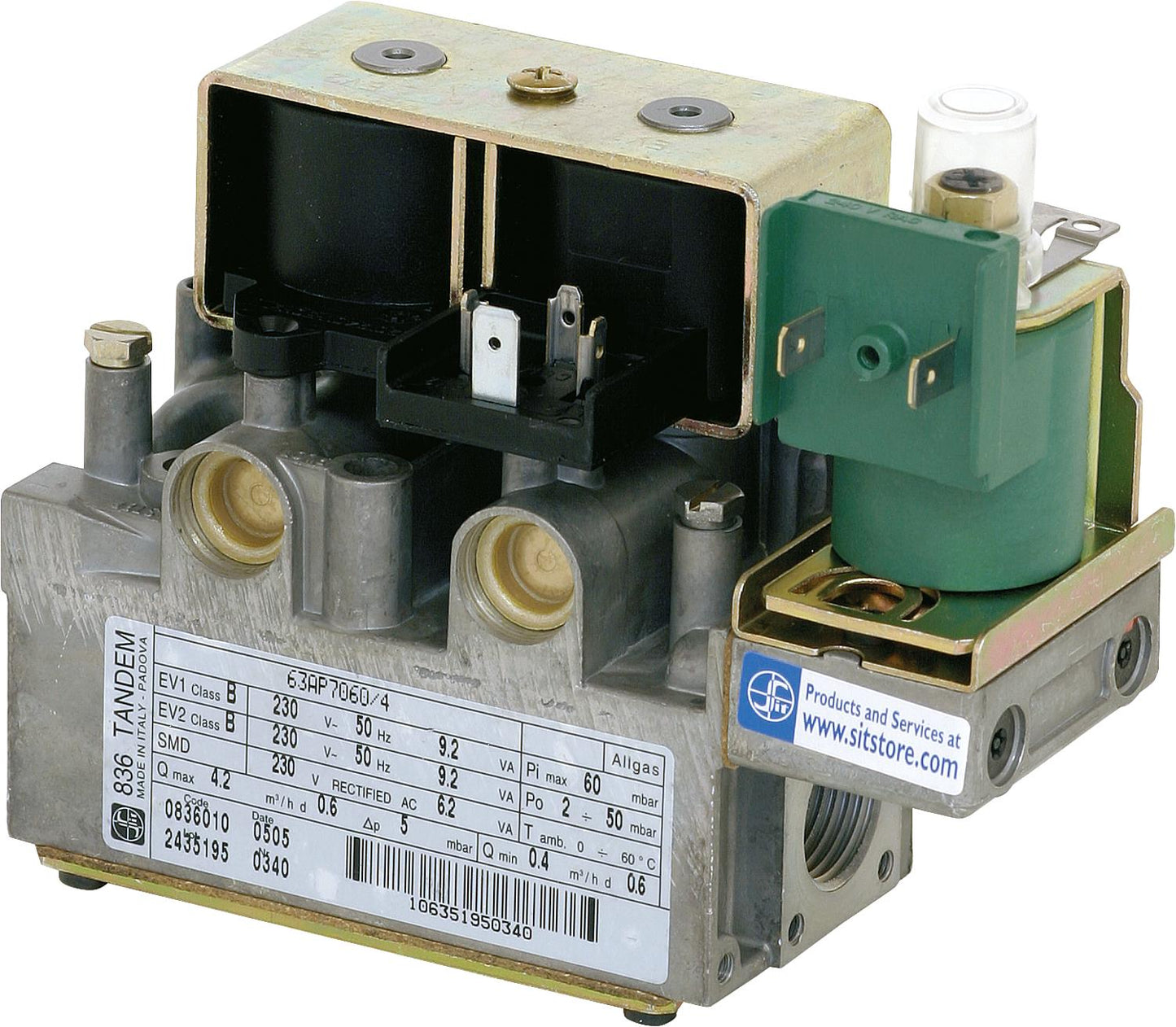 Gas combination valve TANDEM 836 EV1/EV2 = 220/240 V - 50 Hz Ref. 0.836.010