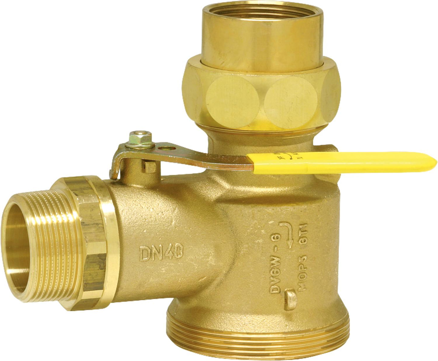 Gas shut-off ball valve DN 40 (1 1/2") for single-pipe gas meters with test port