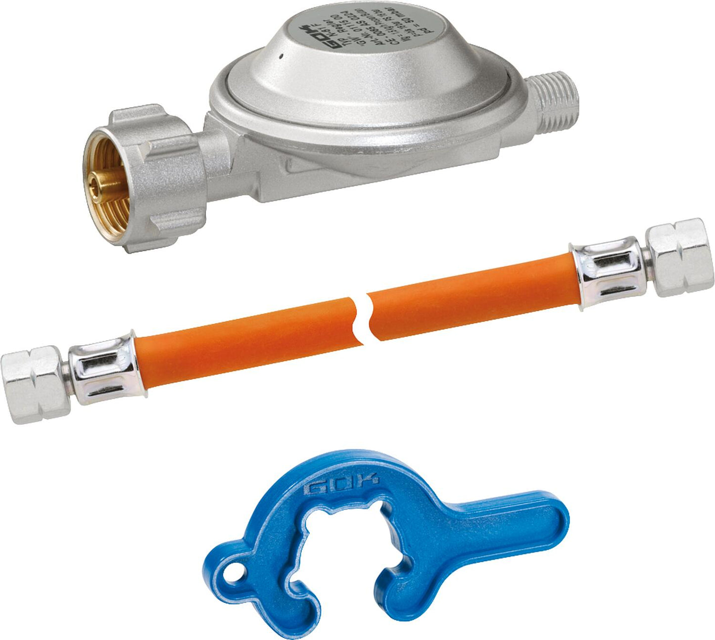 Single-cylinder system for small cylinders, type EN61, KLF x G1/4" LH-ÜWM, 50 mbar, 1.5 kg/h