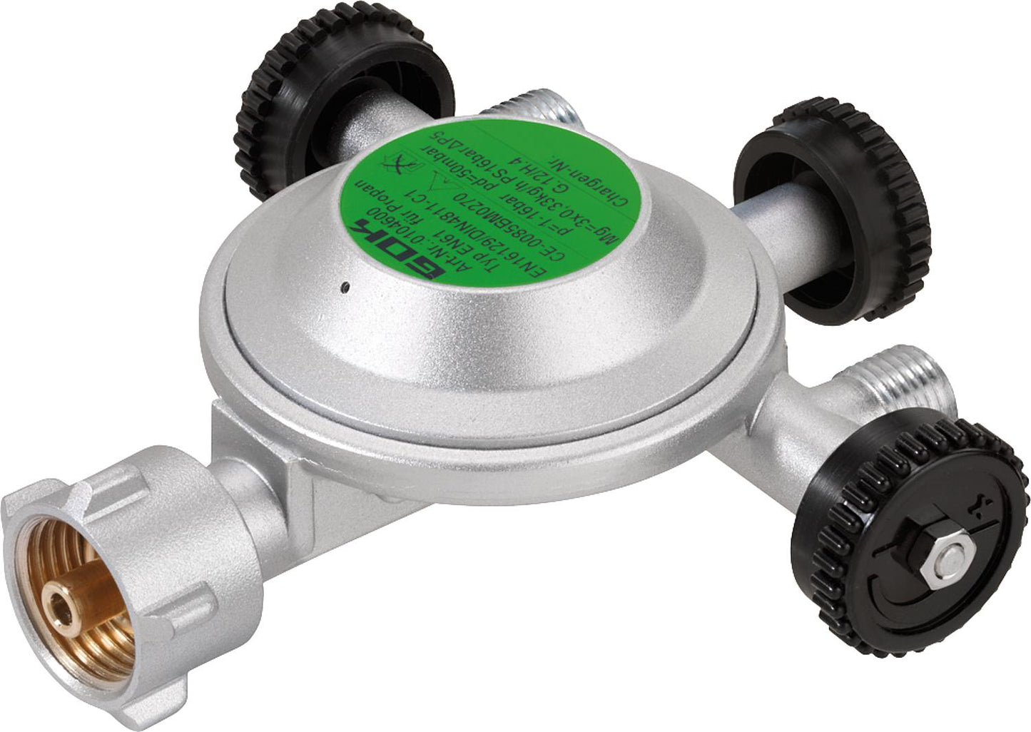 Regulator gas 1 kg/h 50 mbar PN 16 KLF x 2 outlets G1/4 LH-KN flanged