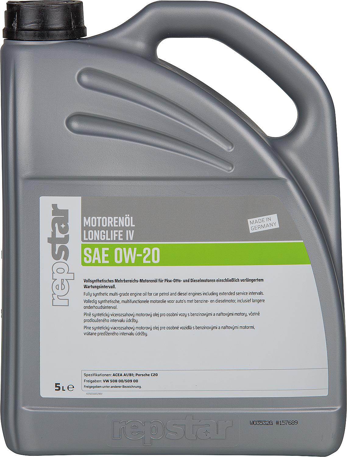 REPSTAR SAE OW-20 Longlife IV engine oil, 1 liter bottle
