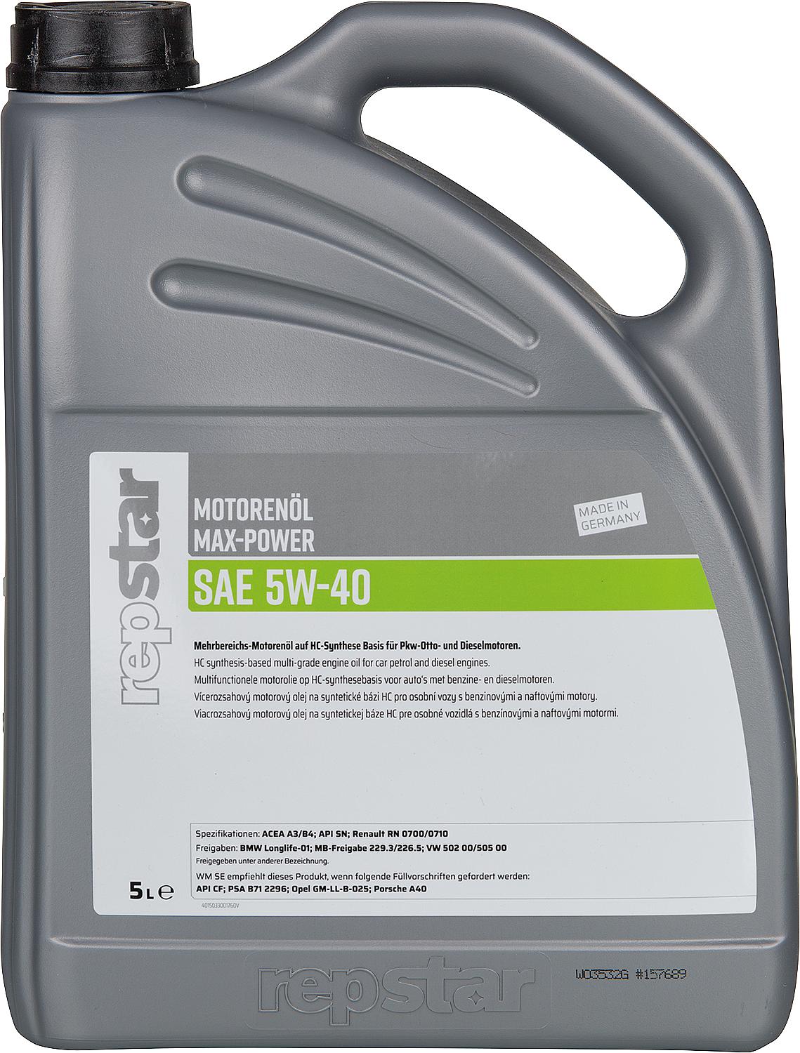 Motorenöl SAE 5W-40 Max-Power