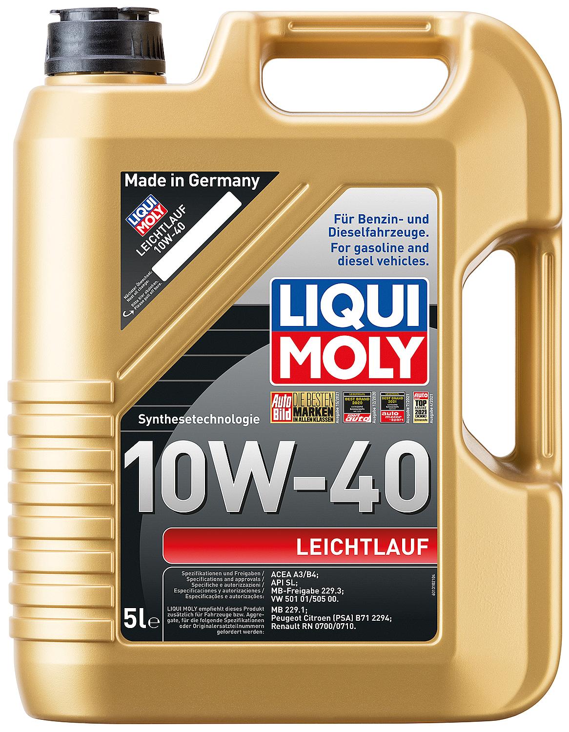 LIQUI MOLY 10W-40 low-friction engine oil, 1 liter canister