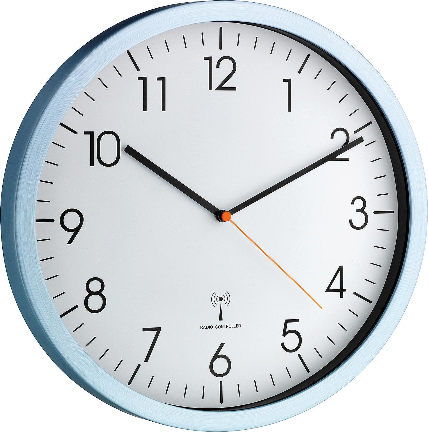 Radio-controlled wall clock, aluminum, diameter: 305mm