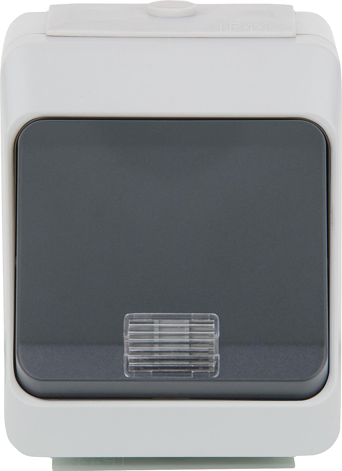 Nortic IP 44 surface-mounted push button with changeover switch and indicator light