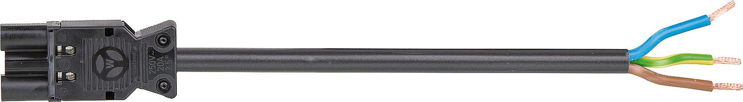 Câble de connexion Wieland GST18i3 1,0 m, noir, fiche H05VV-F 3G2,5 mm² à 3 broches - extrémité libre