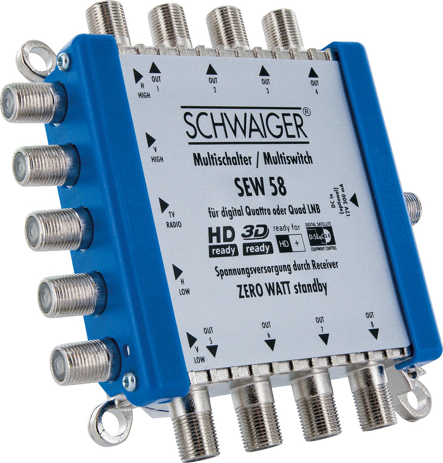 Satellite multiswitch: 5 to 8, eco passive, operation without power connection