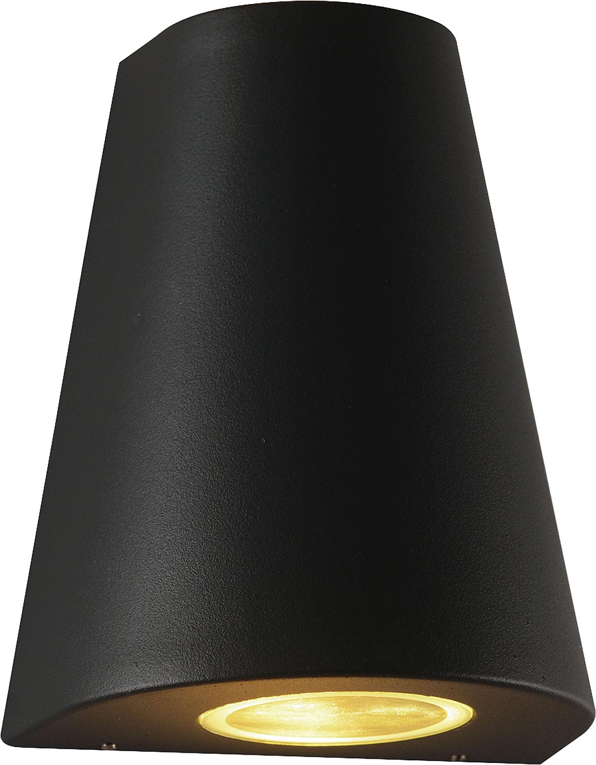 LED outdoor light, light emission top/bottom, trapezoidal, GU10 socket, IP54, matte black