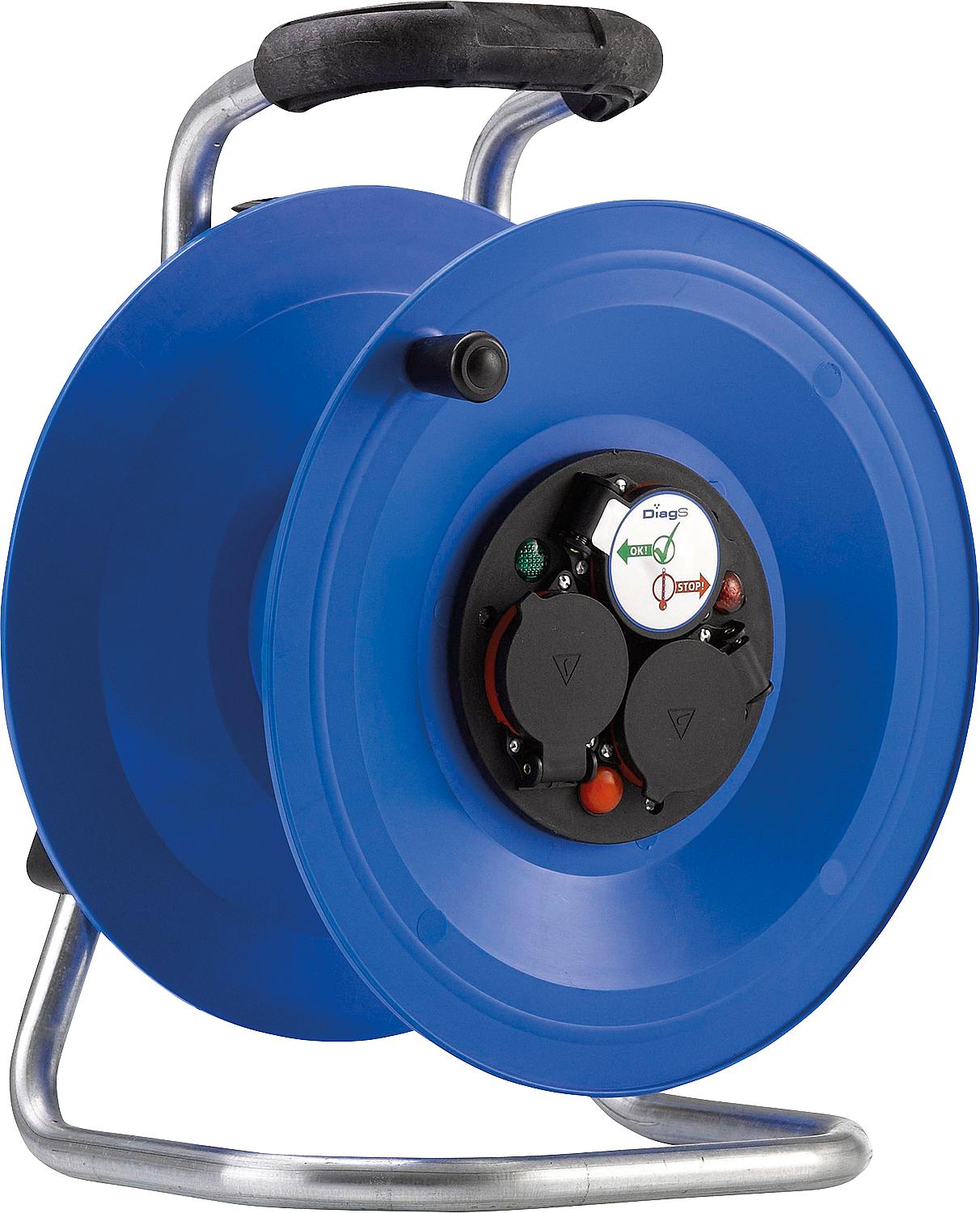 Stahlblech-Kabeltrommel Professional", leer, Ø 290 mm, 3-fach-Schuko-Steckdose