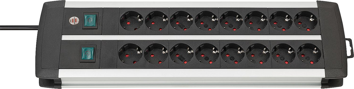 16-fach Steckdosenleiste Premium Duo-Alu-Line