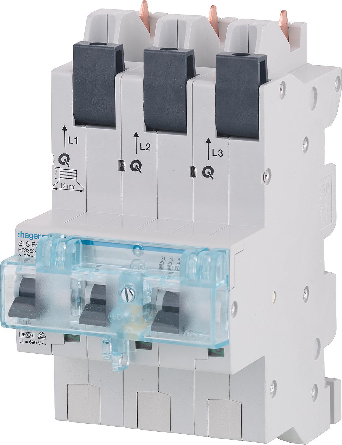 Hager E35A 3-pole circuit breaker for SS, HTS335E