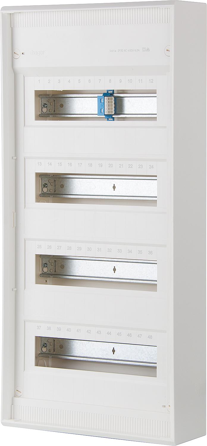 Hager surface-mounted distribution box, Volta IP30, 1x12PLE, without door VA12CN