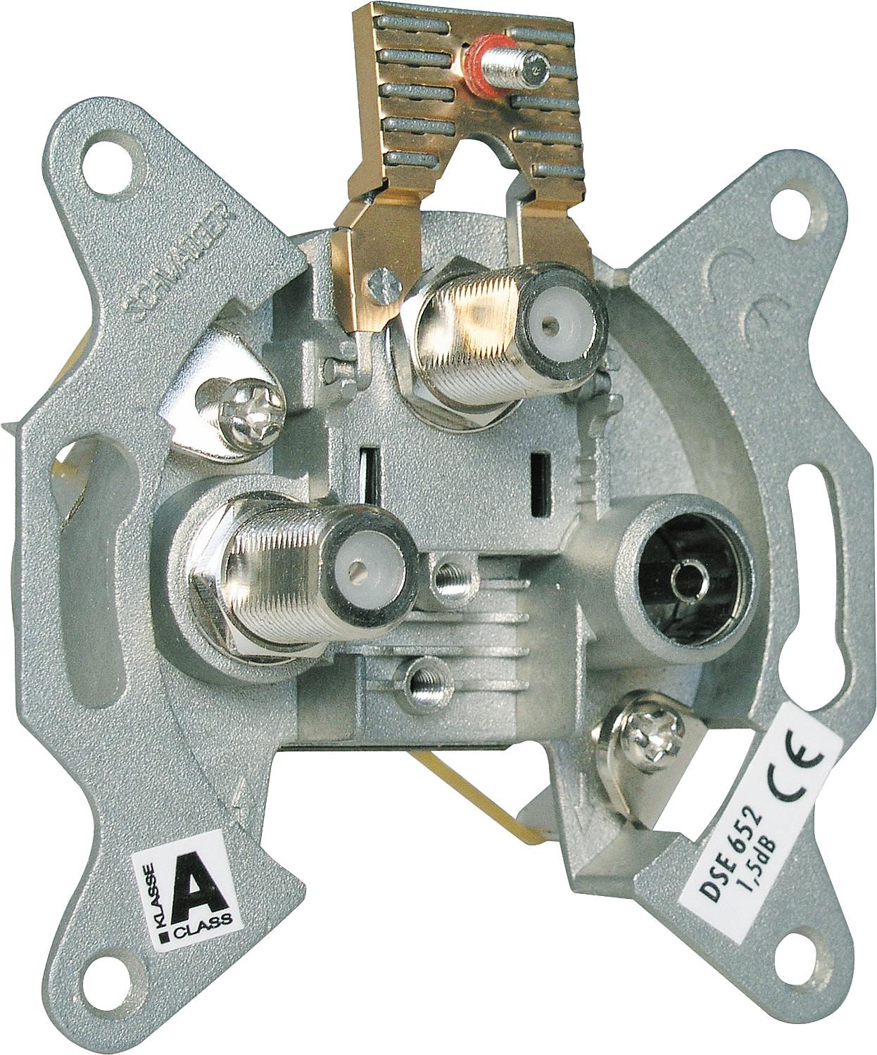 Flush-mounted antenna socket Schwaiger 3-hole 2 x F-connector, 1 x IEC connector,