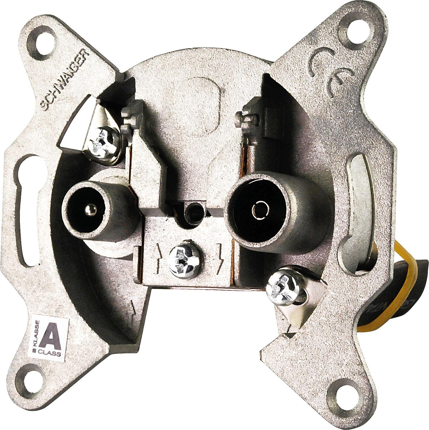 Flush-mounted antenna socket Schwaiger 2-hole 1 x IEC socket, 1 x IEC plug