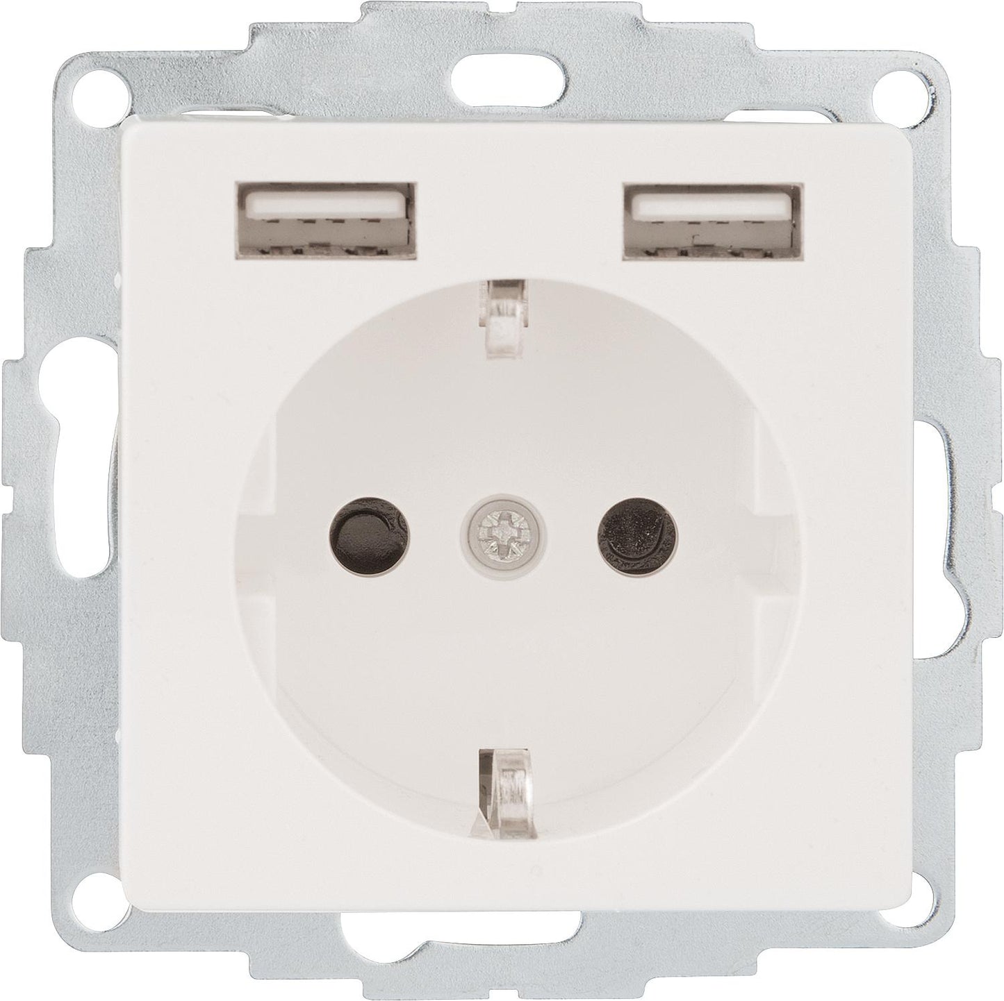 Schuko socket with USB port, Merten System M, aluminum, 1 piece