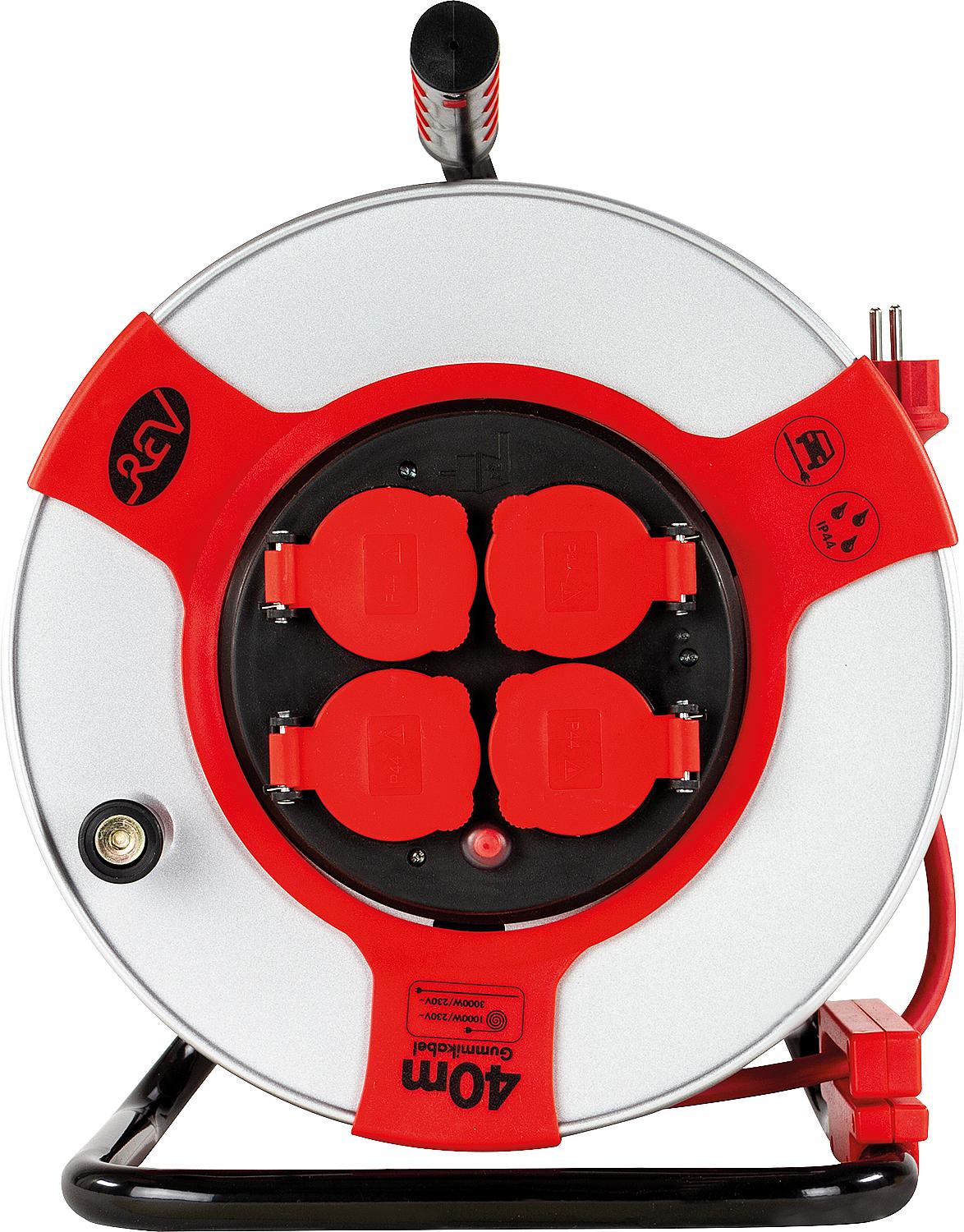 Steel cable reel, 40m, H07RN-F3G, steel-red, IP44