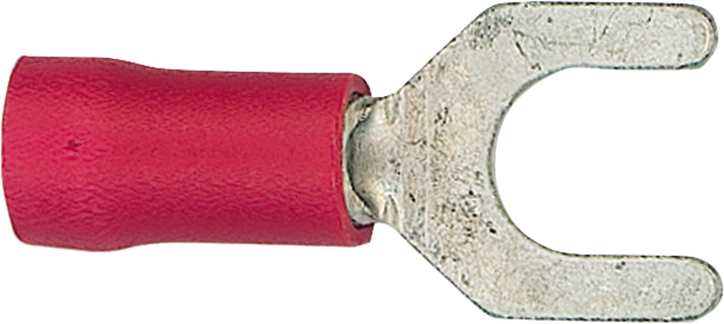 Insulated fork-shaped cable lug, up to 1.5 mm², 3.7 mm, red, pack of 100.
