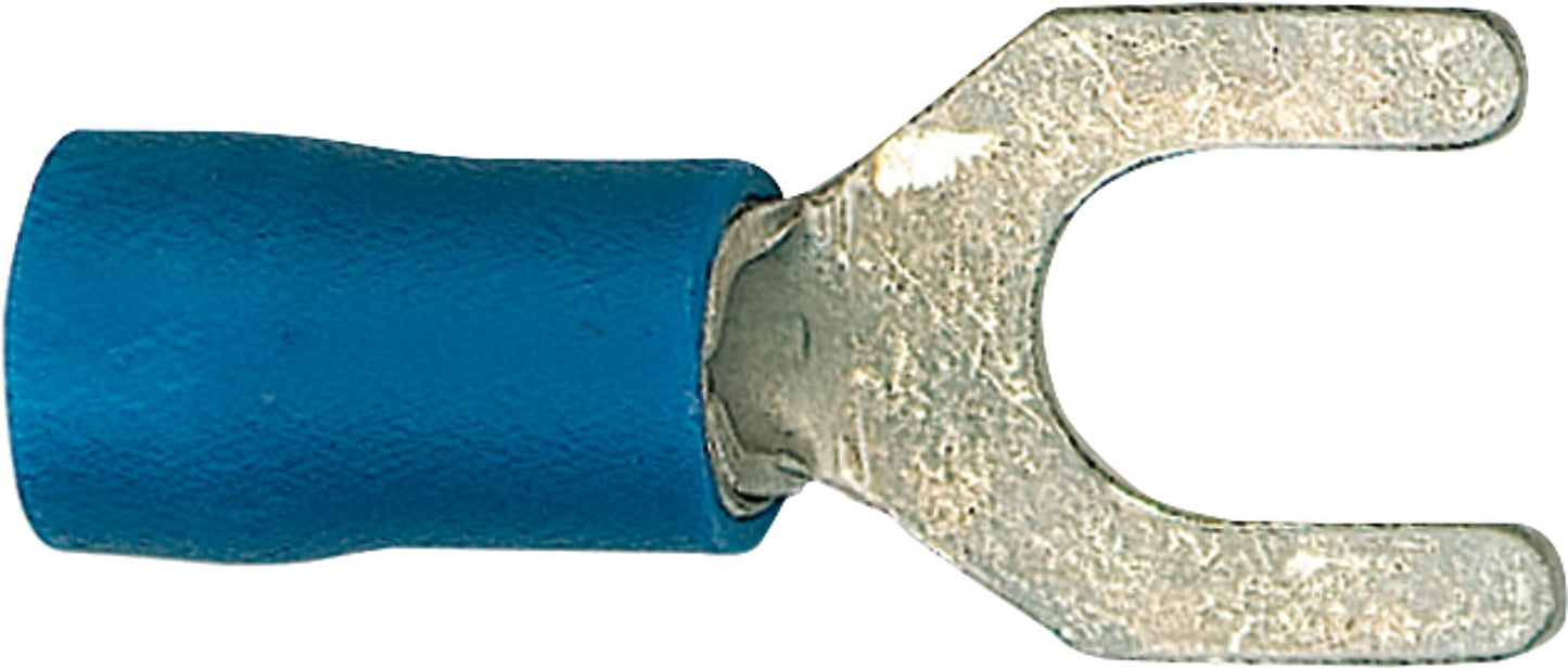 Insulated fork-shaped cable lug, 2.5 mm², 3.7 mm, blue, pack of 100.