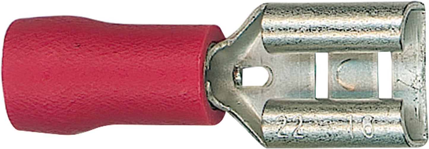 Semi-insulated flat blade connector up to 1.5 mm², 2.8 x 0.5 mm, red, pack of 100