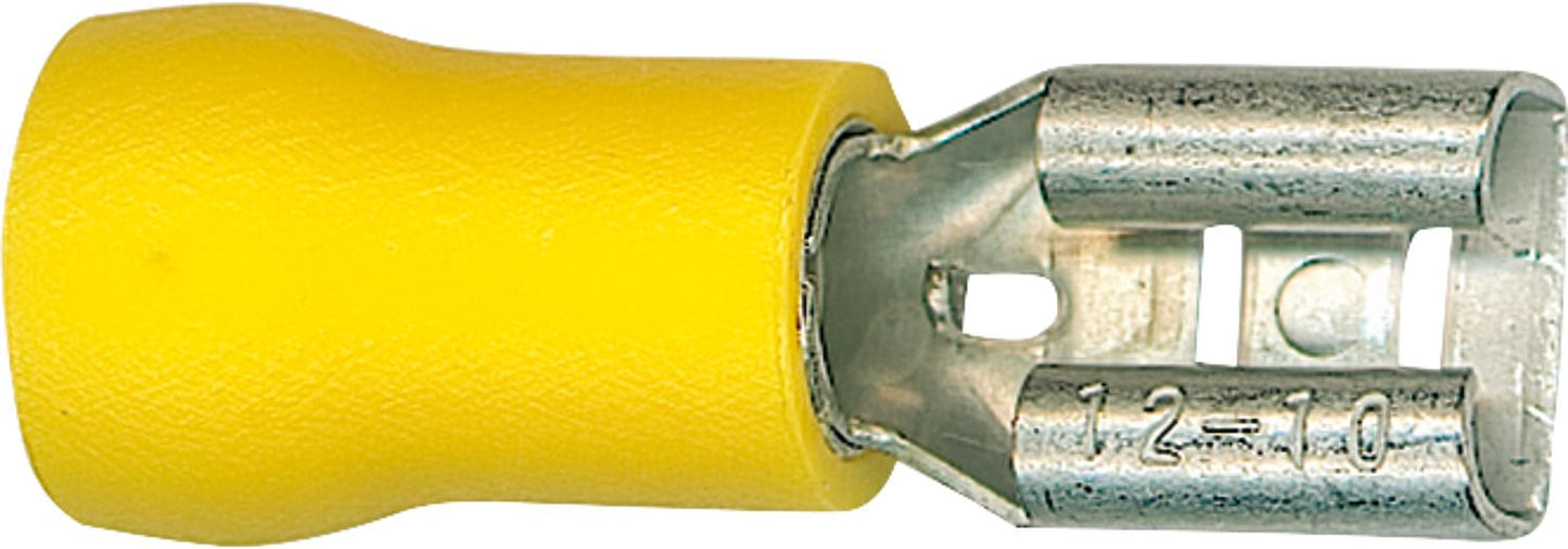 Semi-insulated flat blade connector 4.0 mm²-6.0 mm², 6.3 x 0.8 mm, yellow, pack of 100