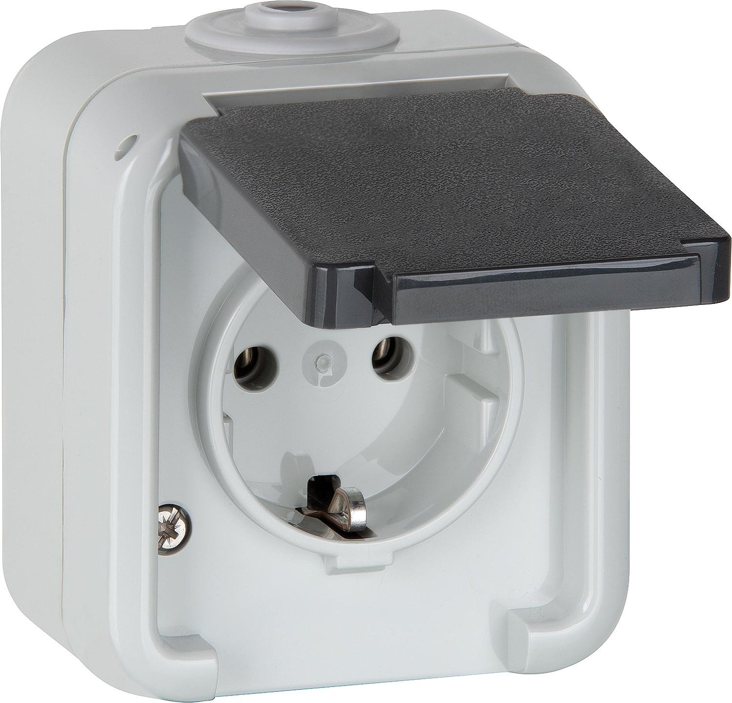 Surface-mounted socket IP 44, Schuko, grey D 6620 WAB