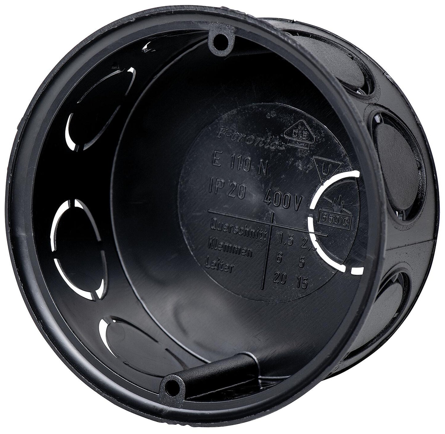 F-Tronic flush-mounted device box Ø 60 mm, 45 mm deep, black, 1 piece