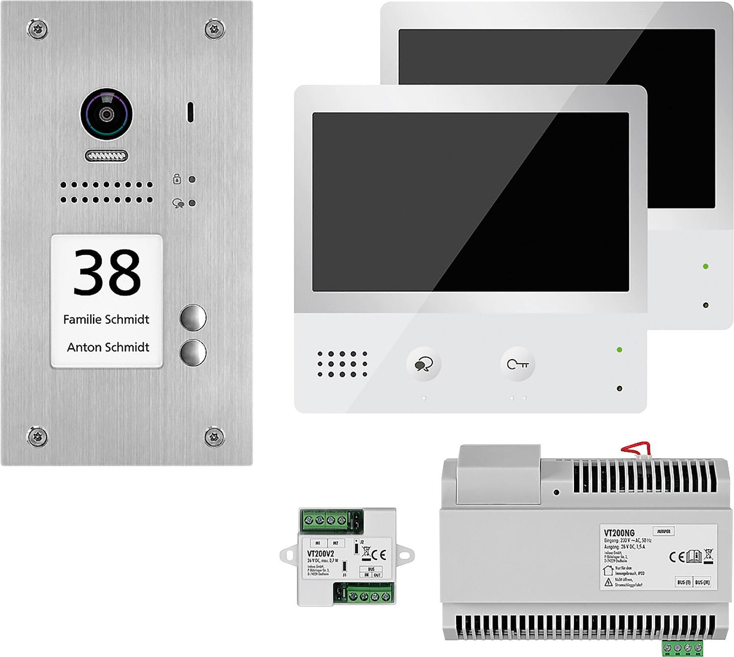Interphone vidéo VT200 UP : 1 poste d'interphone, 1 bouton, 1 poste intérieur tactile confort *KB*