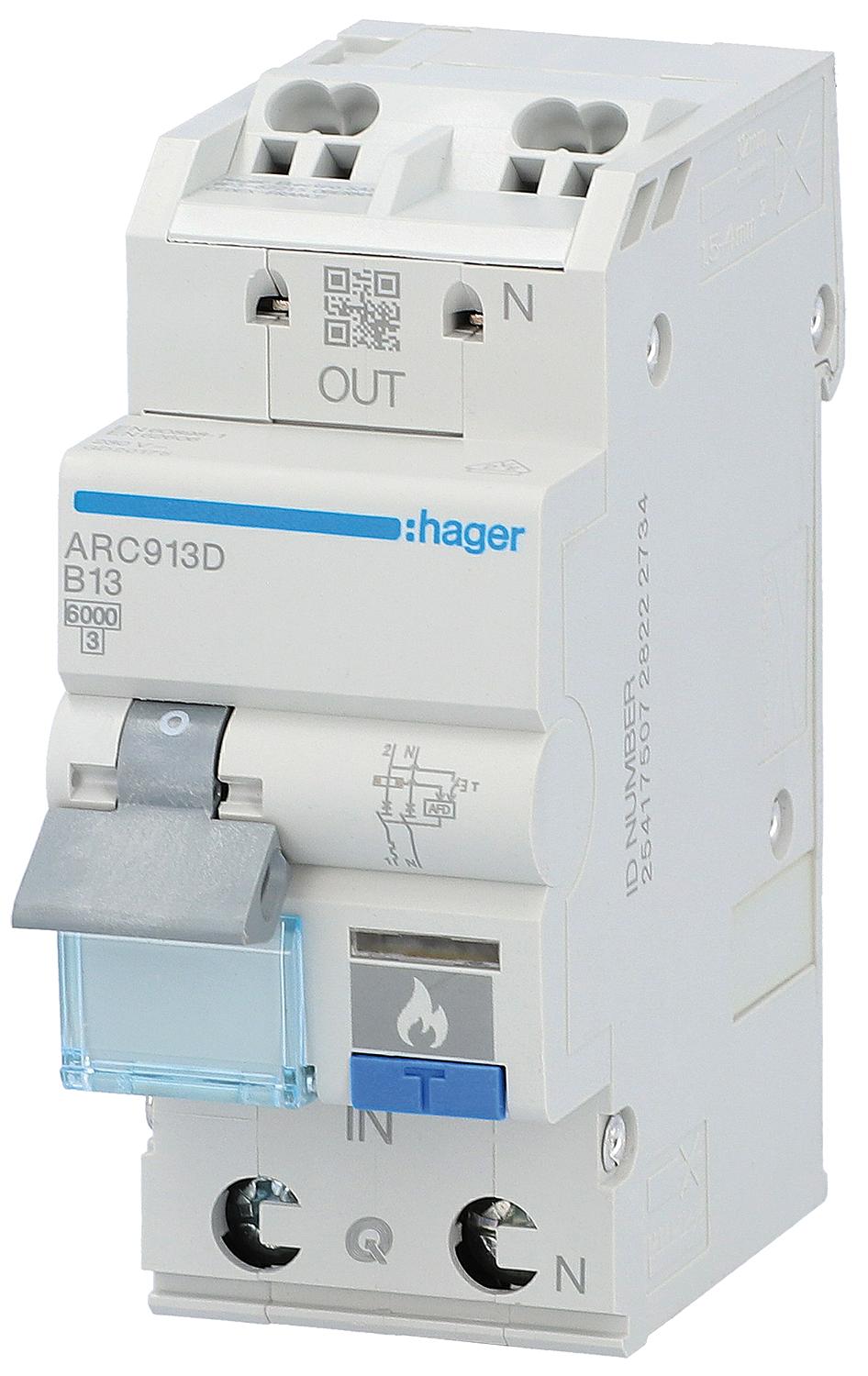 Arc fault detection device ARC916D, AFDD+LS, 1+N, B16, 6kA, Quickconnect