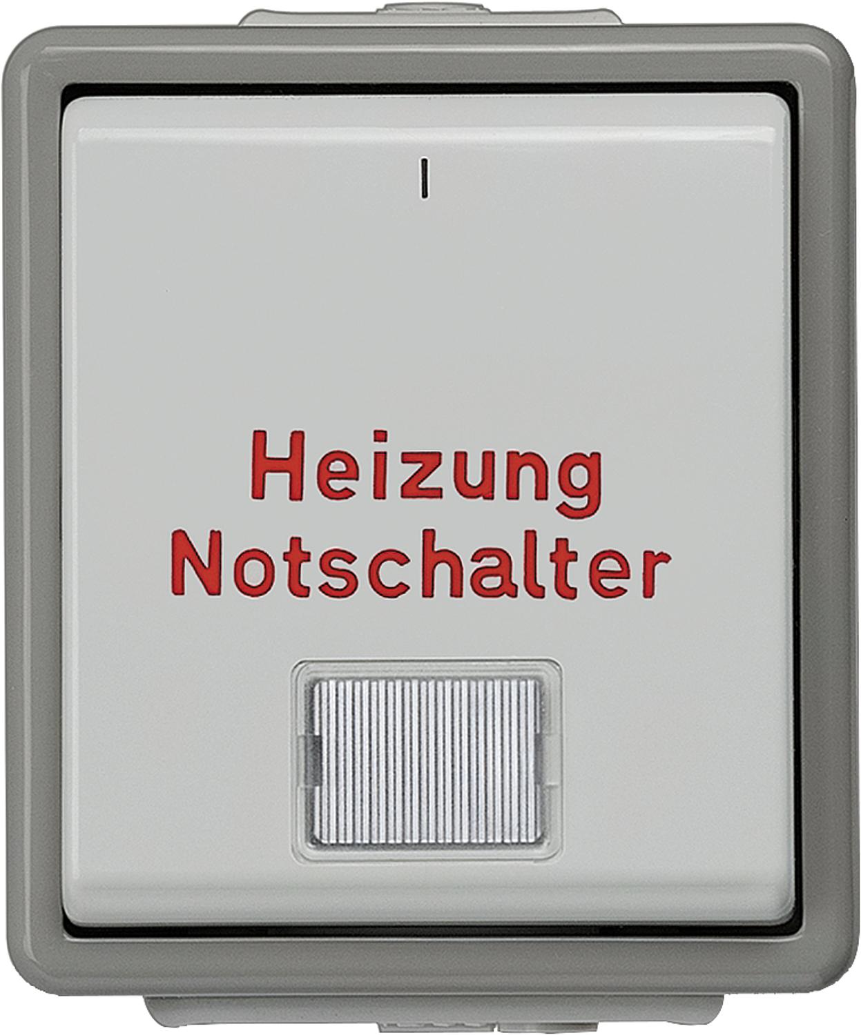 Surface-mounted emergency heating switch with window / 75 mm x 66 mm x 54 mm 1-pole / Protection class IP44 / 1 pc.