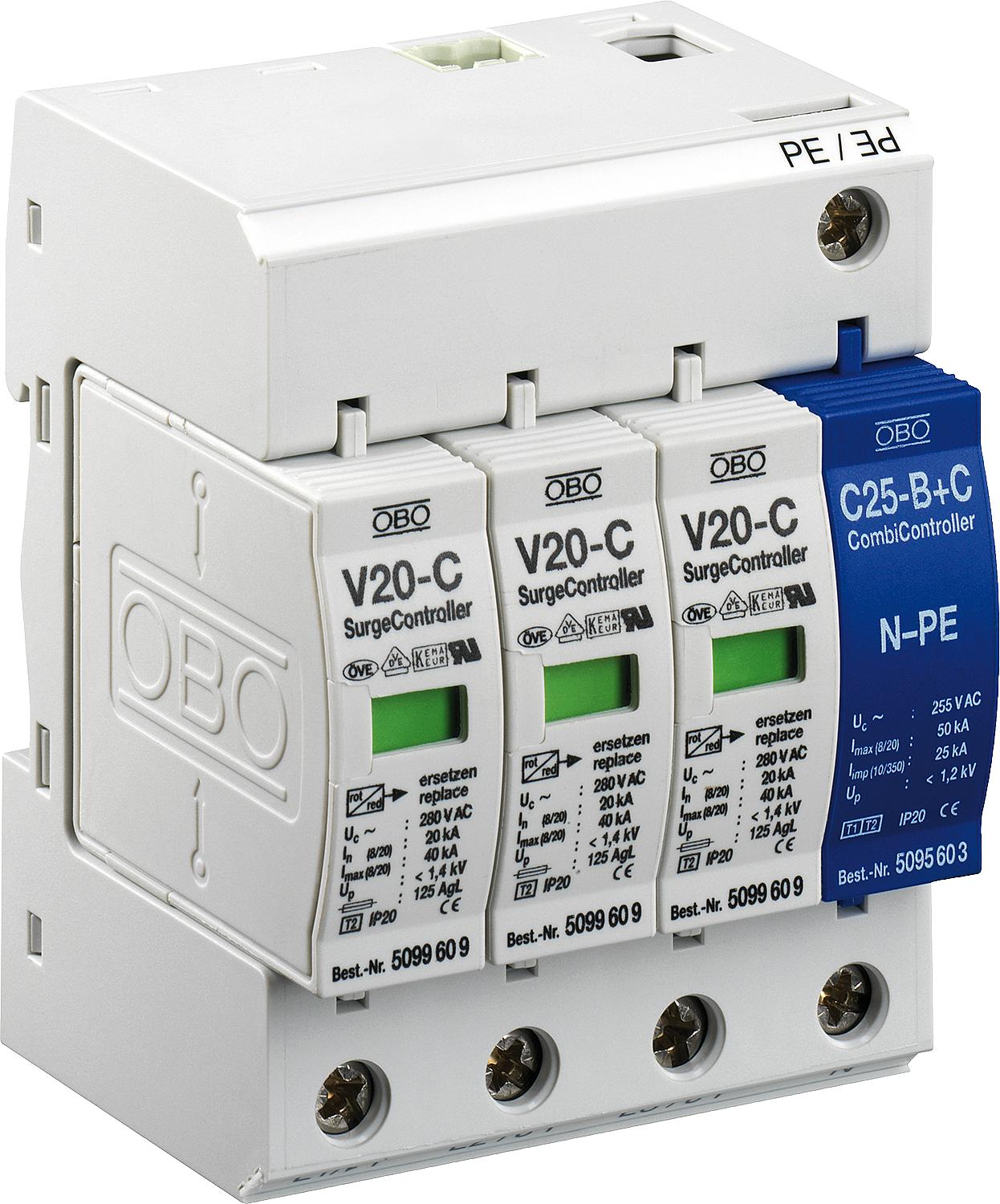Surge arrester V 20-C/3+NPE-280 280 V, 3+NPE, 1 piece
