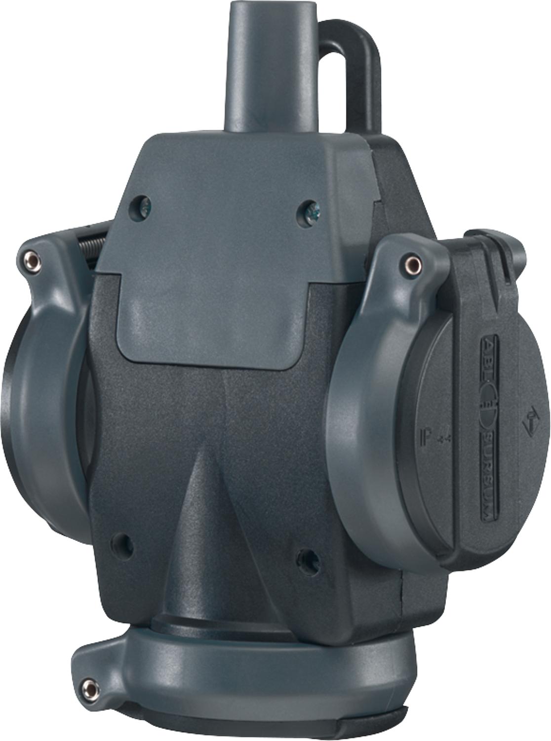 Schuko ultra triple solid rubber pendant coupling, IP 54, black