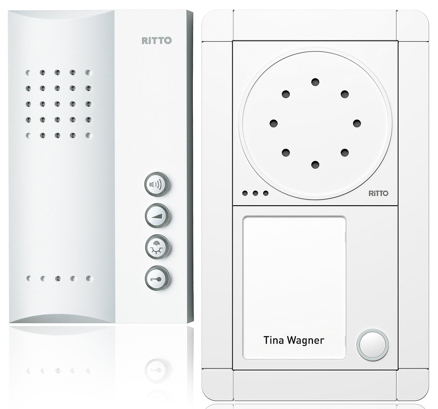 Interphone de porte Ritto Portier, modèle mains libres pour 1 personne, blanc/blanc
