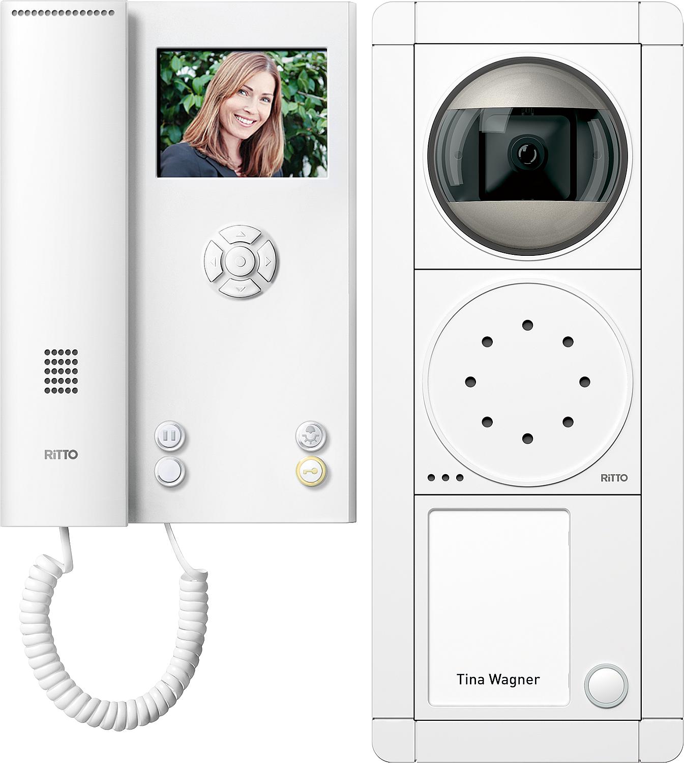Ritto Portier Video Door Intercom System, 1 Unit, white/white