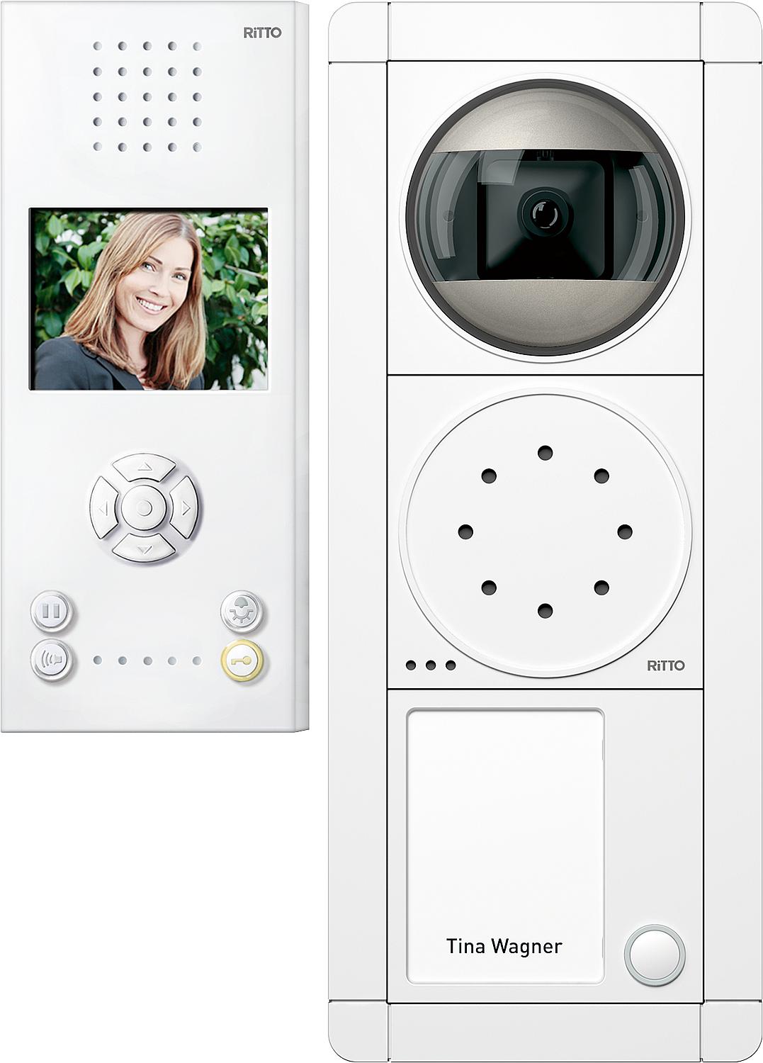 Ritto Portier video intercom system, hands-free unit for 1 apartment, white/white