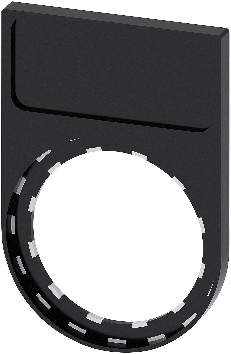 Flat, rounded, black sign holder for identification plate 3SU1900-0AG10-0AA0, pack size = 10 pieces.
