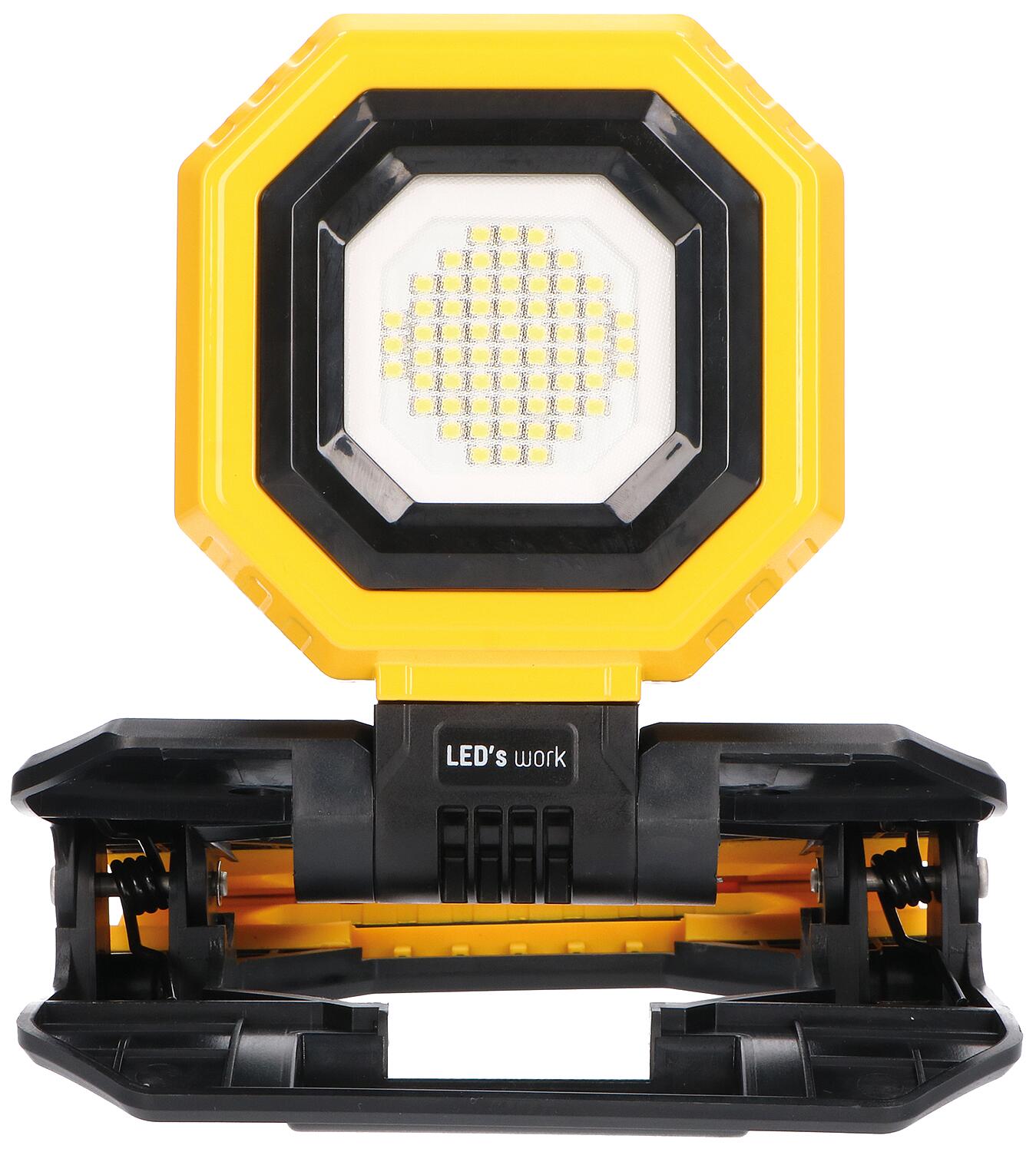 LED rechargeable work light with scaffold clamp