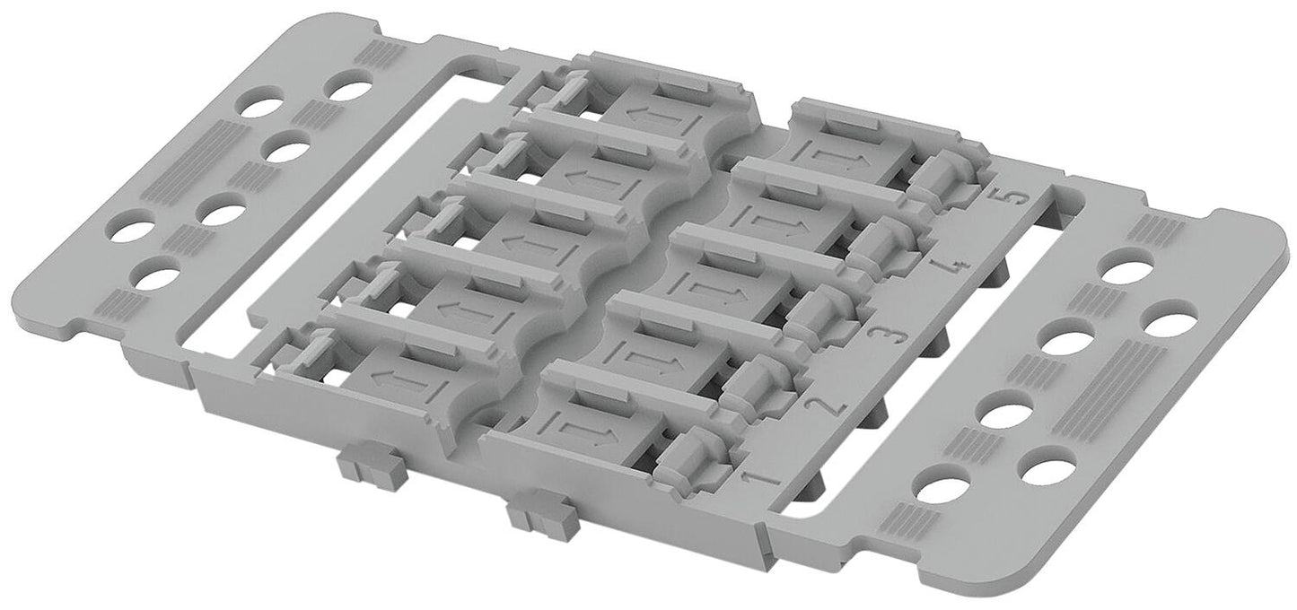 Wago single mounting adapter with strain relief for through connectors with lever 221-2511, with locking foot, pack of 25