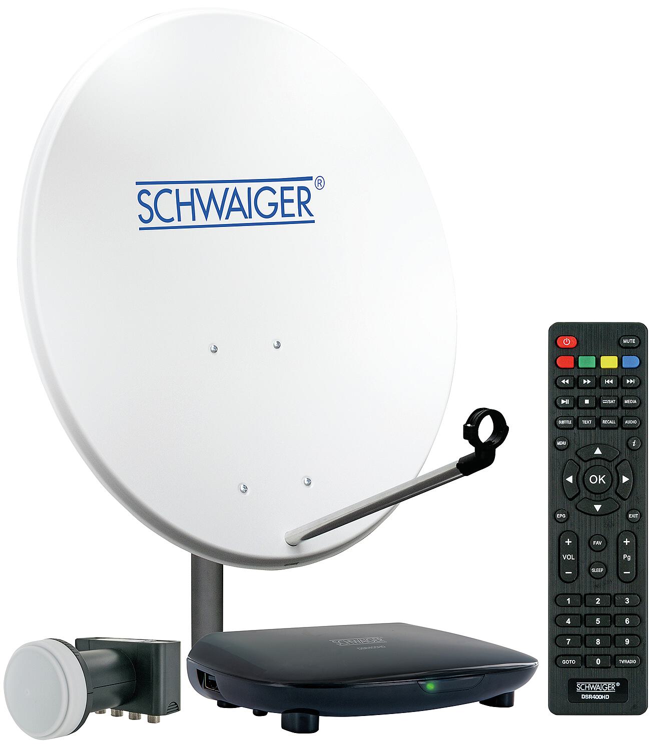 HDTV 4 TN, Full HD: Satellite system d: 80cm, steel quad LNB + receiver